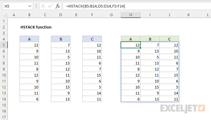 Excel Hstack Function Exceljet 9256